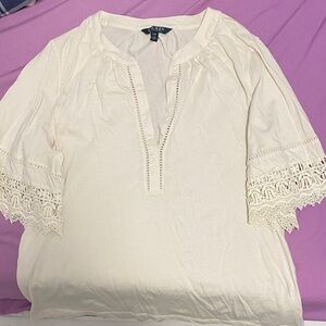 Ralph Lauren Ivory Lace Sleeve Blouse